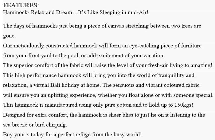 Portable Travel Hammock - Relax and Dream... It is like sleeping in mid-air!