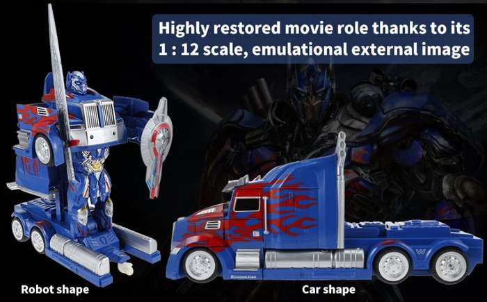 2.4Ghz R/C Optimus Prime Transformer Robot Truck, Xenon lights, 360° turn, one-key deformation