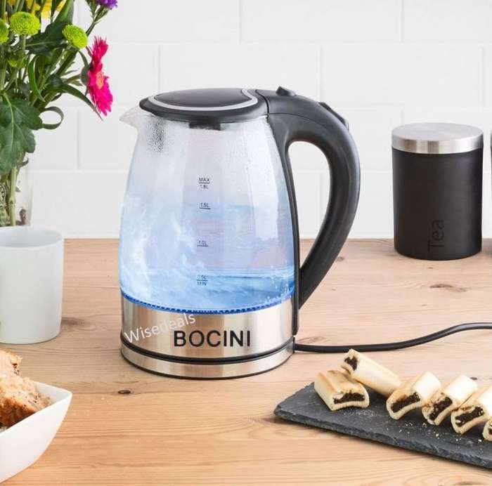 Cordless Electric Modern Glass Kettle with 1.8L Capacity and LED light