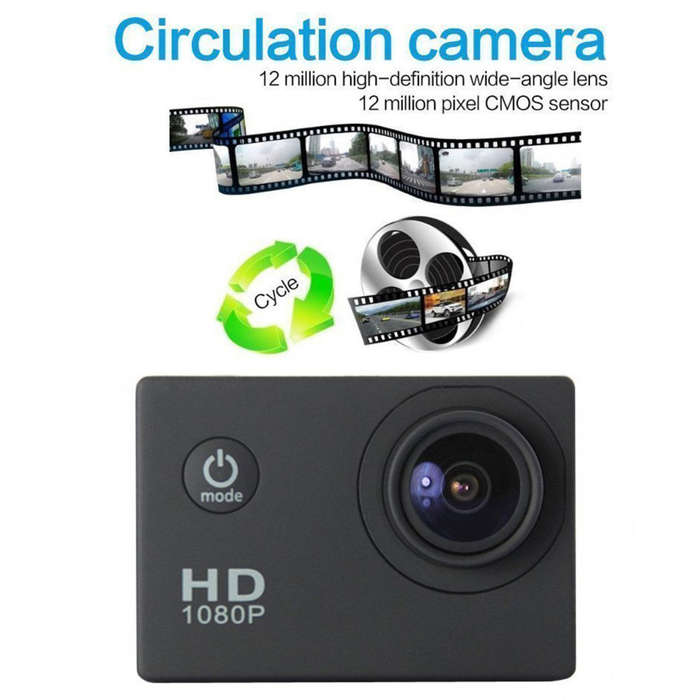 2" Full HD Action Sport Camera - Waterproof, LCD Screen, Photo, Video & Accessories