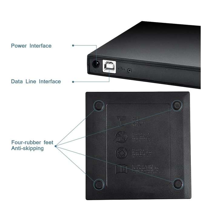 USB 2.0 Portable Slim External DVD/CD-RW