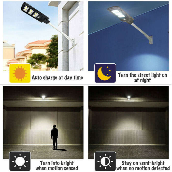 90Watt LED SOLAR Street Light with Remote, PIR, Motion Sensor, Waterproof with 3 Lighting Modes