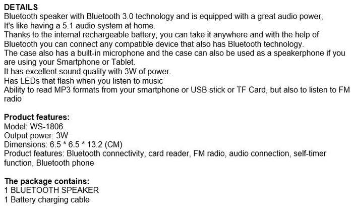 Wireless Bluetooth Speaker With LED Lights & FM Radio, Support USB & SD Card