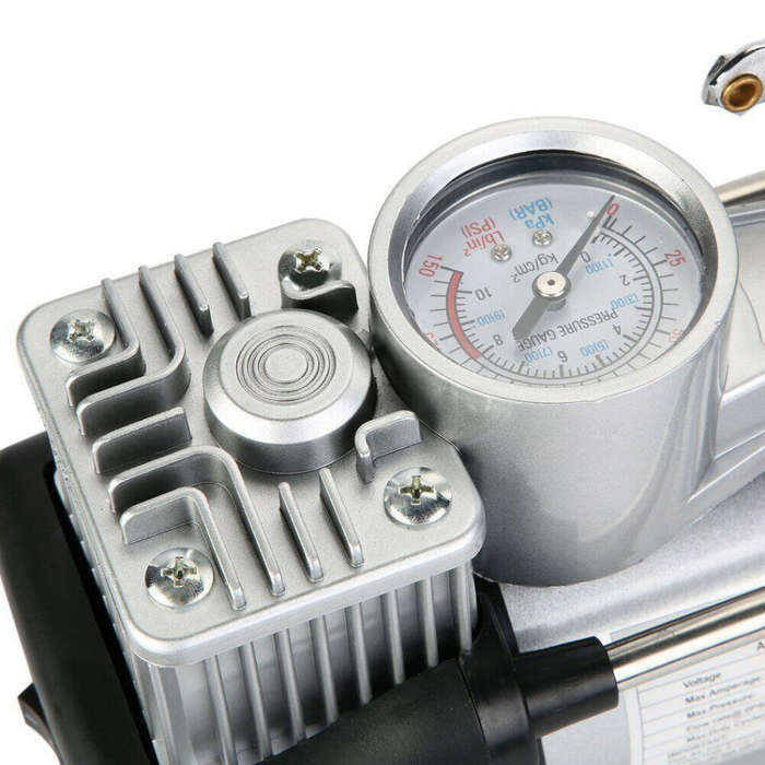 12V 4x4 Dual Cylinder Air Compressor compact with a Carry Case & Accessories