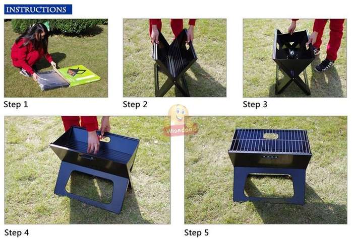 Foldable BBQ Grill Braai, Portable to Carry Anywhere, Perfect for Picnics, Camping, Traveling, Beach