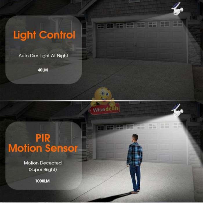 LED 1000LM Solar Light & Dummy Surveillance Camera, 3 Lightening Modes, Ideal to protect your home