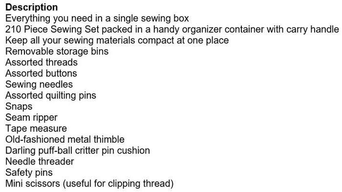 210 Piece Sewing Set  Everything you need in a Single Sewing Container