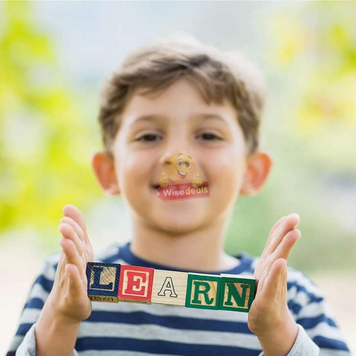 48 PC Wooden Block Set help kids learn count, letters, colours, grouping, stacking, sorting etc.
