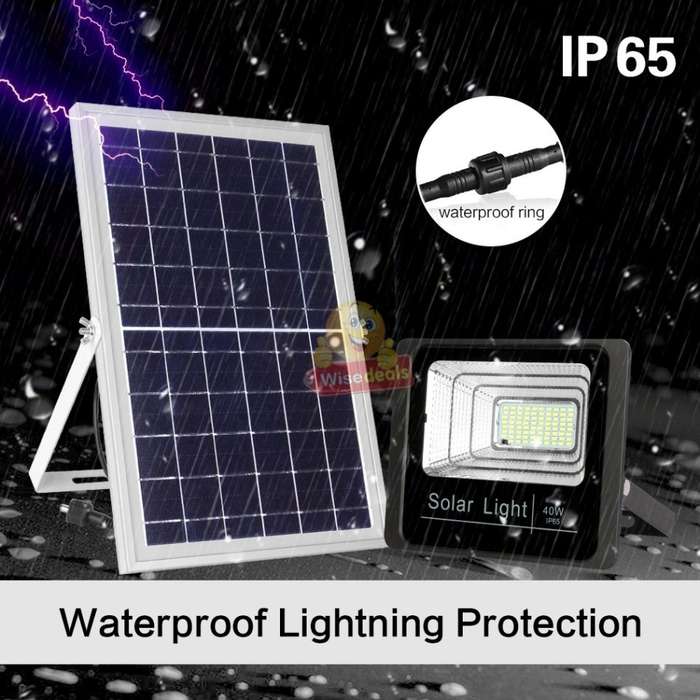 40W LED SOLAR Flood Light with Remote Control, Solar Panel, Waterproof and 1050 Lumens
