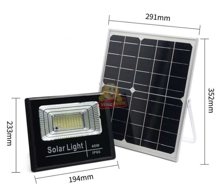 40W LED SOLAR Flood Light with Remote Control, Solar Panel, Waterproof and 1050 Lumens