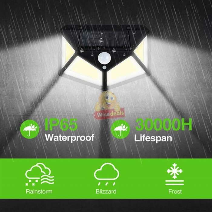 Super Bright 100 LED COB Solar Wall Light with 3 Modes, 600 Lumens, 270°, Waterproof etc