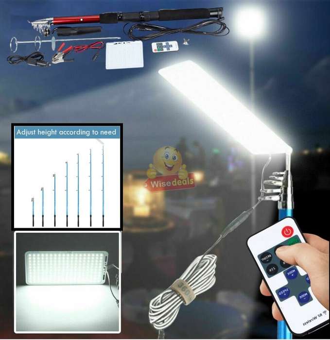 500W COB Adjustable Fishing Rod Light, DC 12V, Perfect for Fishing, Camping, Outdoor Lightening etc.