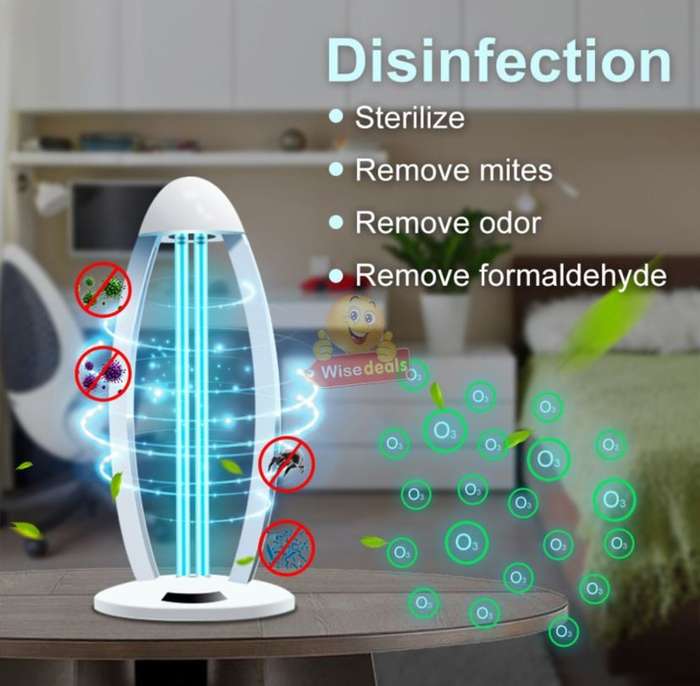Large UV Disinfection Lamp, Sterilize, Remove Mites, Remove Odors, Remote & Timer Settings