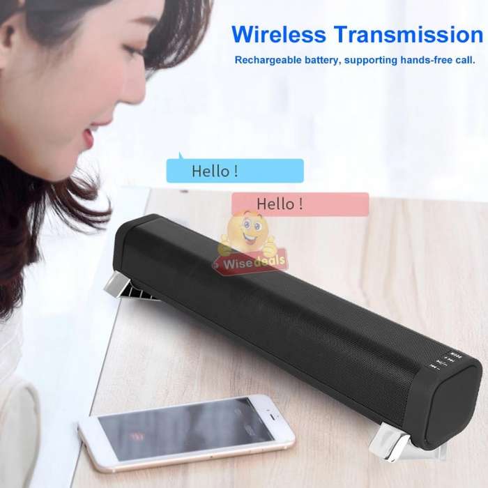 Wireless Bluetooth Soundbar with FM Radio & Build-In Mic, Support SD Card, USB, AUX