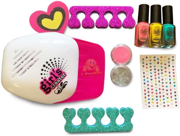 This Amazing Nail Set Comes Complete with Dryer with light, Nail Polish, Nail Gems, Separators etc.