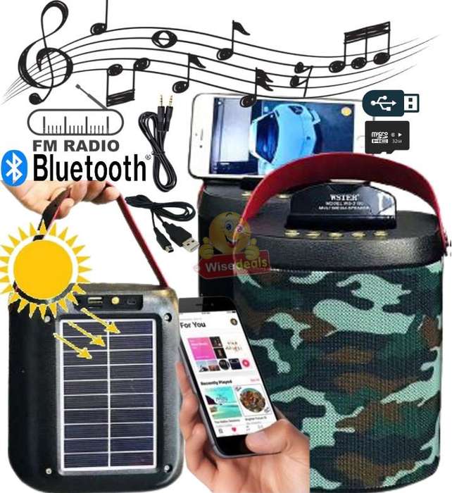 Wireless Bluetooth SOLAR Speaker with FM Radio & Build-In Mic, Support SD Card, USB, AUX