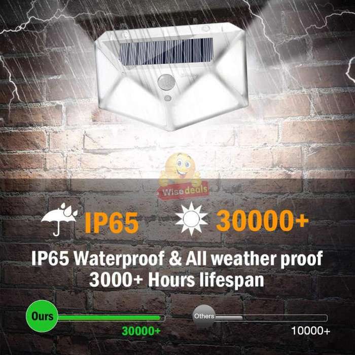 Super Bright 166 LED Solar Motion Wall Light with 3 Mode Settings, 1200LM, Waterproof etc.
