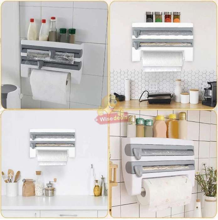 4 IN 1 Kitchen roll dispenser and organiser, a multifunctional space saver for every home