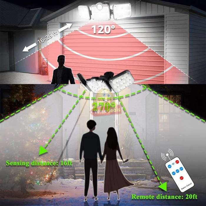 30W Super Bright Solar Flood Light, 3 adjustable heads, 3 modes, 2600mAH battery, Remote Control etc