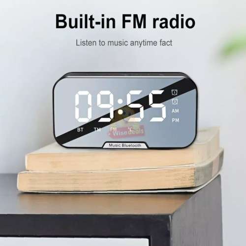 Portable Bluetooth Boombox Speaker and Alarm Clock - Support FM Radio, USB, TF Card, Aux