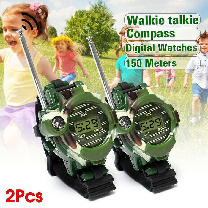 2 Piece Walkie-Talkie Watch, 7-in-1 with Magnifier, Night Light, Secret Capsule, Compass