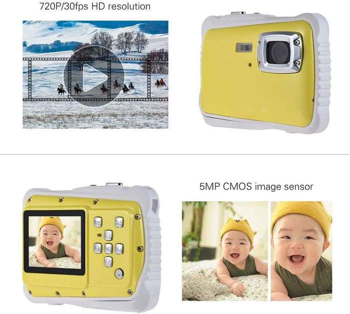 2` Digital Camera for Kids, 12 MP, 8 X Digital Zoom, Take Photos, Make Videos, Support SD Card