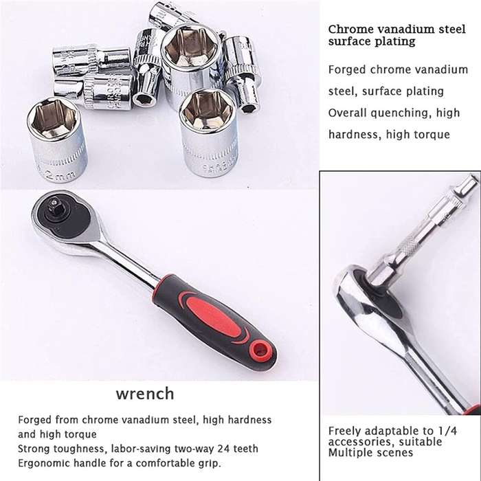 46Pcs Ratchet Torque Wrench Combo Tools Set