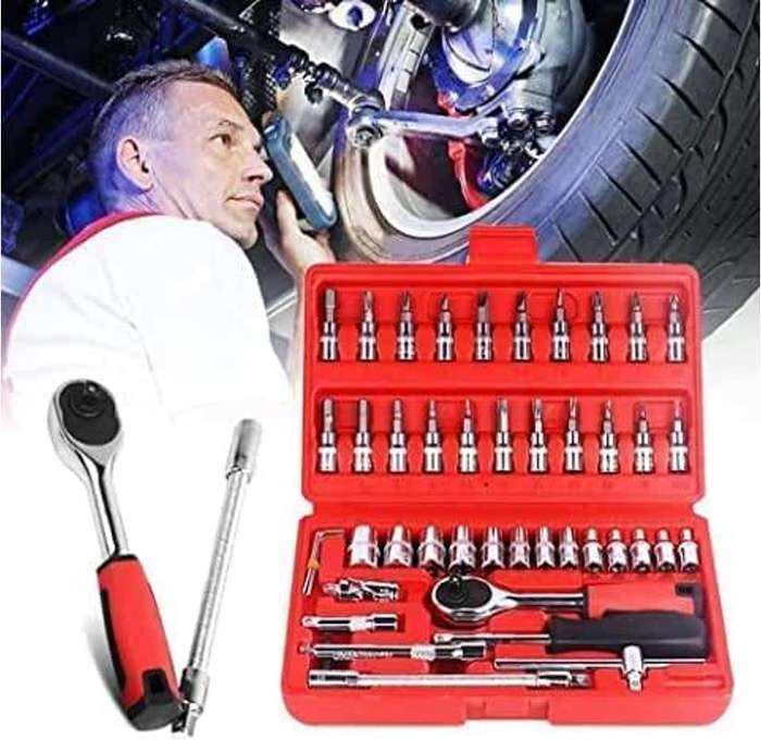 46Pcs Ratchet Torque Wrench Combo Tools Set