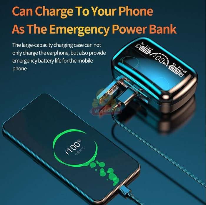 M10 TWS Bluetooth Earbuds with LED Digital Power Display and Power Bank - START R1 ONLY