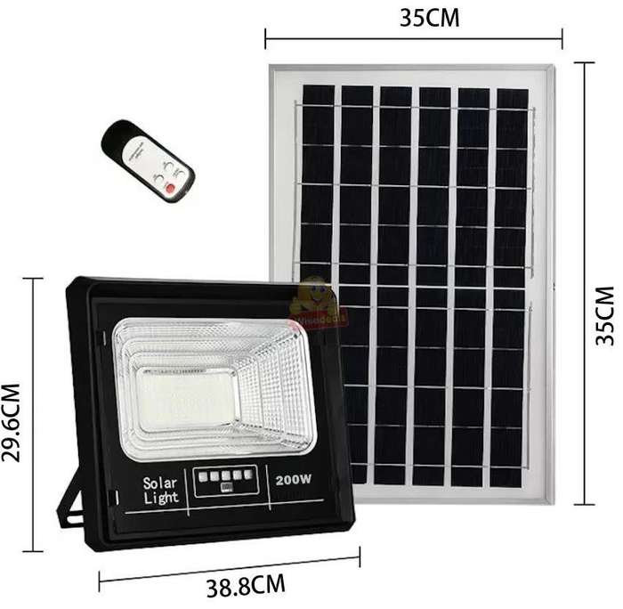 200W LED SOLAR Flood light with Solar Panel and Remote Control and Bracket - START R1 ONLY