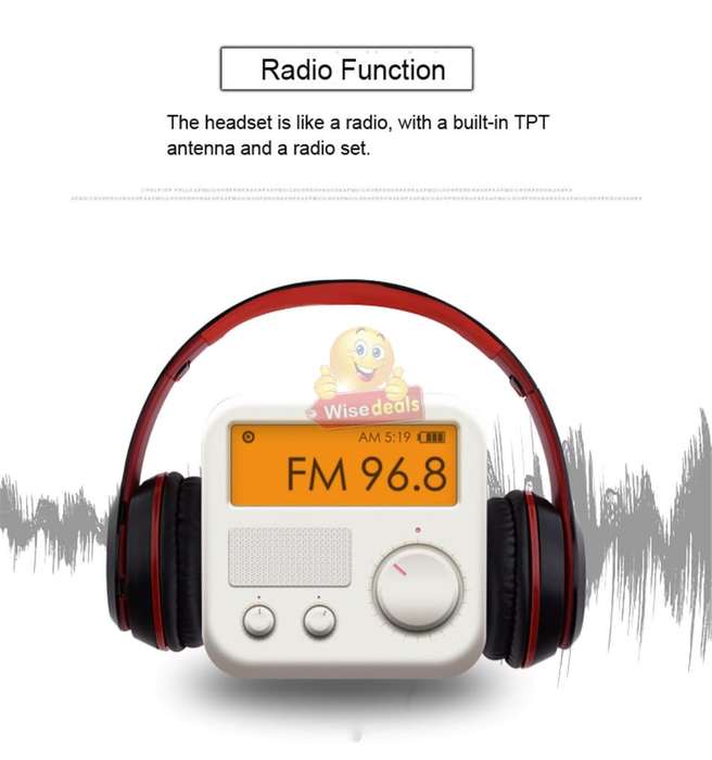 Foldable Wireless Bluetooth Headphones with SD Card function, FM Radio, Song Switching, phone answer