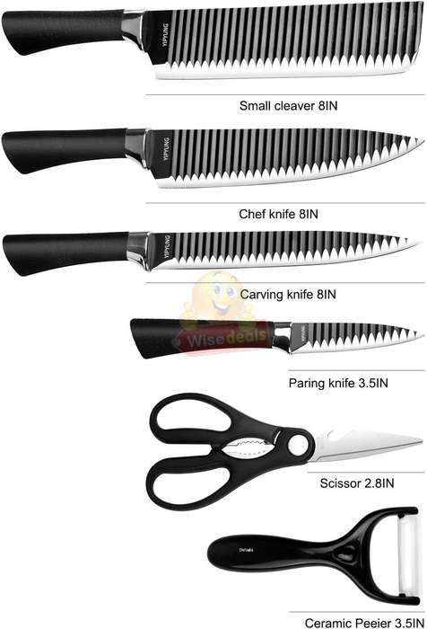 6 Piece Carbon Stainless Steel Knife Set, Perfect for slicing, Chopping, Carving... START R1 ONLY