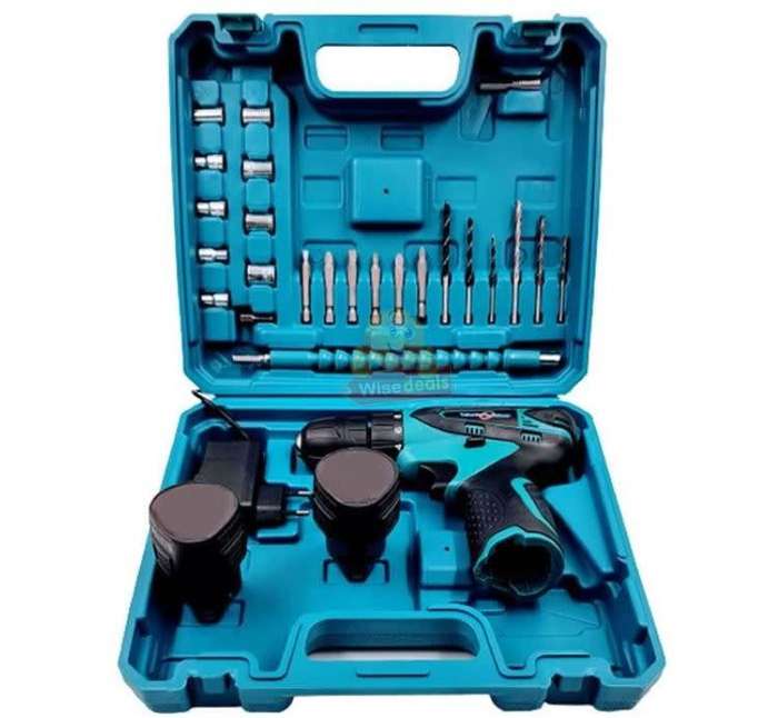 Cordless Rechargeable Drill Kit Set with 2 X 18V Lithium Batteries and Accessories