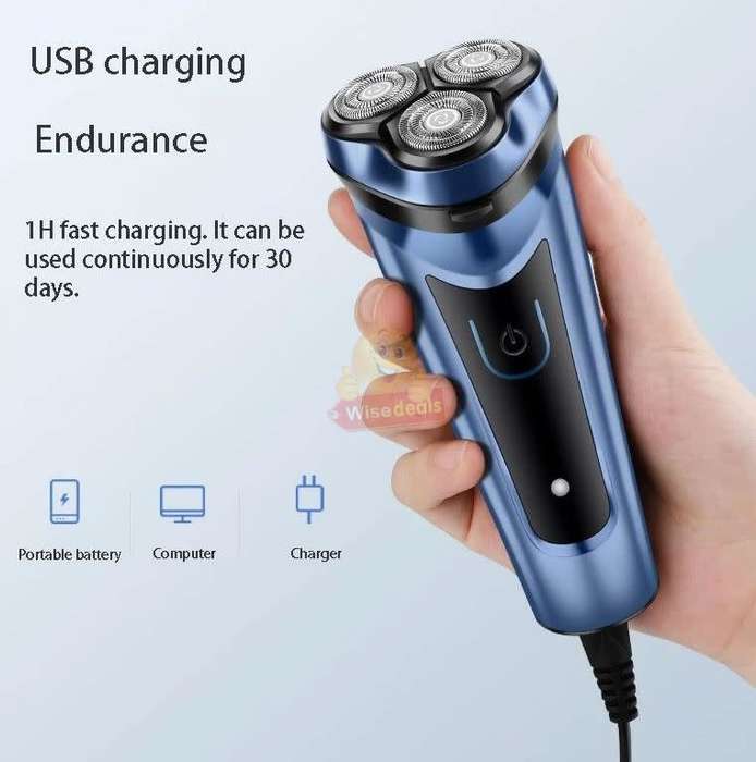 Electric Rechargeable Wet and Dry Shaver, Cordless, 4-Direction Flexible Head