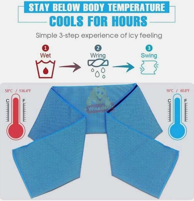 Instant Cooling Towel, Simply just Wet it, Wing it and Snap it and it will get Cooler -START R1 ONLY
