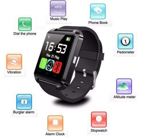 U80 Bluetooth Smartwatch for IOS iPhone, Android, Samsung, Pedometer, Sleep Monitor, etc - Black