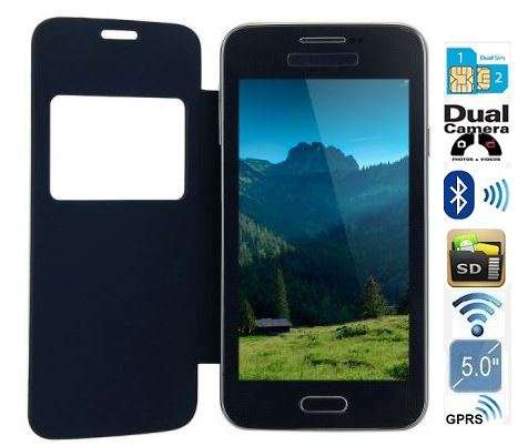5" LCD Phone With Wi-Fi, GPRS, Dual Sim, Dual Cameras, Bluetooth, 2800mAh Battery & LEATHER CASE