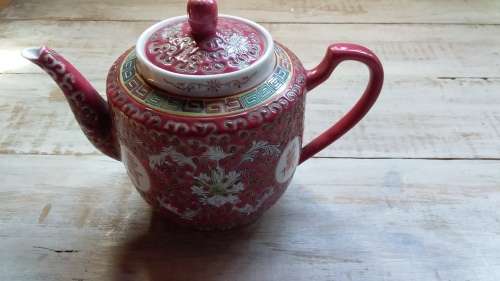 Decorative Chinese Tea Pot - Small Chip on Side and Below Lid