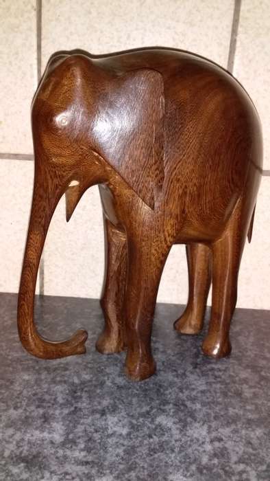 Quality Wood Carved Elephant - No Tusks