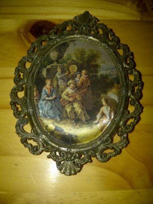 Art on Silk in Ornate Metal Frame - Made in Italy # 1
