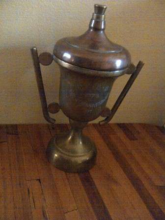 Large Brass/Copper Plated Trophy - Awarded to Mr Johannesburg 1978