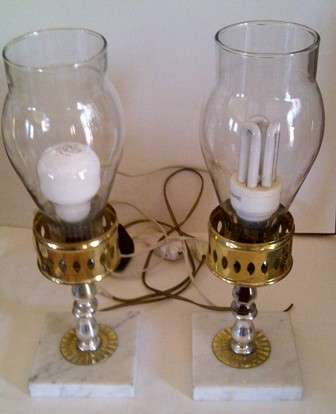 Set of Two Lamps on Marble Bases