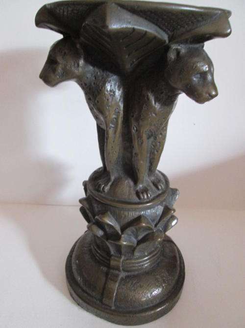 Awesome Willie Botha Cold Cast Bronze Three Cheetah Design Candle Stand