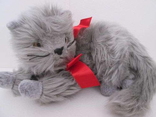 Collectable Grey Kitten with Red Ribbon