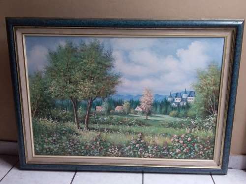 Large Oil Painting - Hidden Castel - Signed by Artist