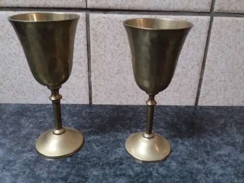 Two Medium Size Brass Goblets