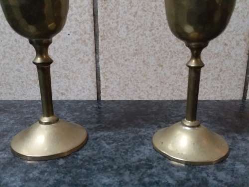 Two Medium Size Brass Goblets