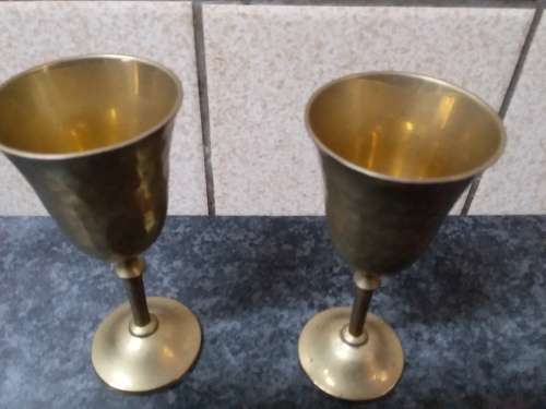Two Medium Size Brass Goblets
