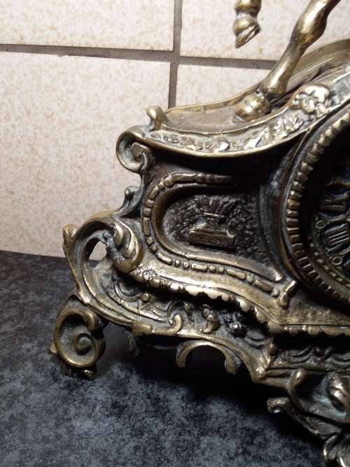 Vintage Heavy and Ornate Brass Cast Clock