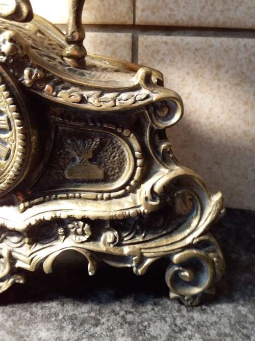 Vintage Heavy and Ornate Brass Cast Clock